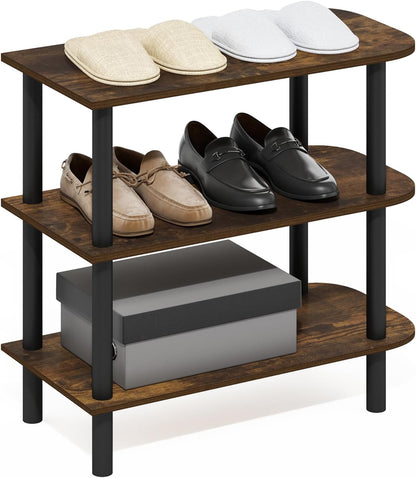 Furinno FANO Shoe Rack, 24-Inch Width 2-Tier Shoe Organizer, Stackable Shoes Storage, 11.7 x 24.2 x 11.7, for Closet Entryway, Office, Garage, Amber Pine