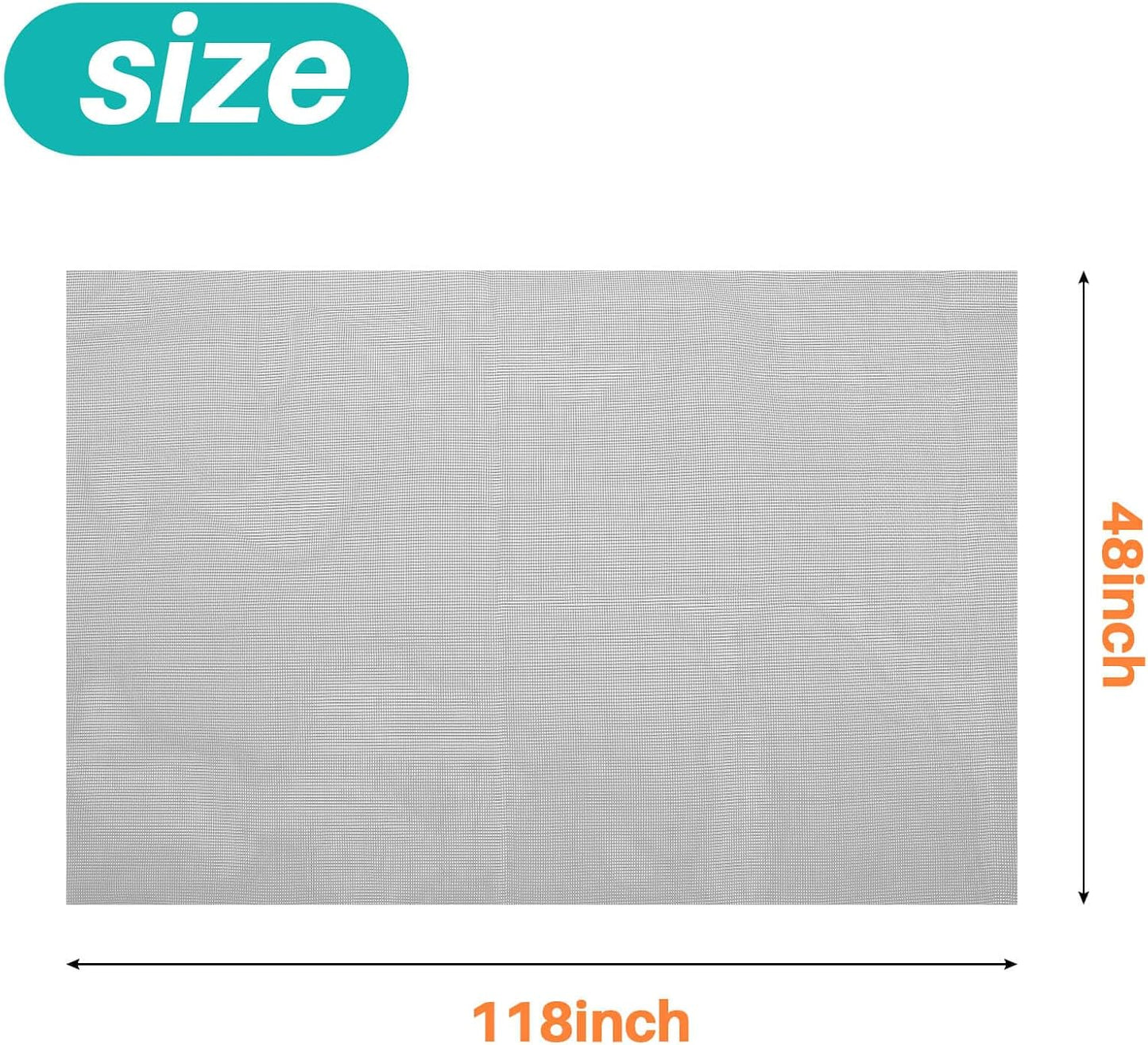 Sukh 48"x118" Window Screen Mesh - Window Screen Replacement Fiberglass Porch Screen for House Window Patio Netting Repair Mosquitero para Puertas De Casa Pet Proof Screen Door Replacement Mesh（Grey）