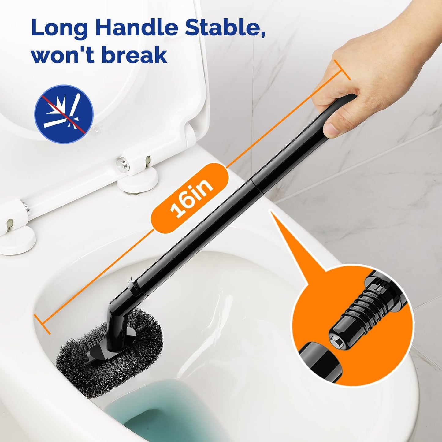 HAMITOR Toilet Plunger Bowl Brush Combo：Heavy Duty Rubber for Drain Clog Remover - Curved Design Bristles for Deep Cleaning Under Rim - Compact Bathroom Cleaning Tools for New Homet Essentials - White