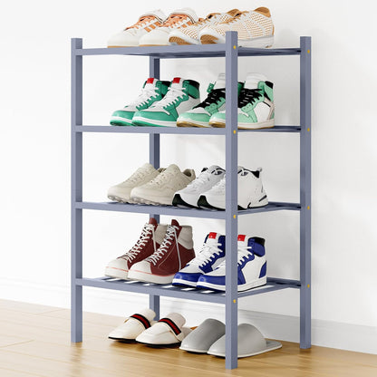 Smiry Bamboo Shoe Rack, 3 Tier Free Standing Wooden Shoe Organizer, Stackable Wood Shoe Storage Shelf for Closet, Entryway, 12 Vertical Slats, 2+1 Stack Standard Legs, 26.8"x11"x19.5", Natural