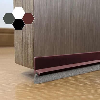 Door Sweep for Bottom of Door, Integrated Bottom Door Draft Stopper with Brush, Self-Adhesive Under Door Seal for Dust/Noise/Hot or Cold Air Insulation, Black 39.37" L/1" W