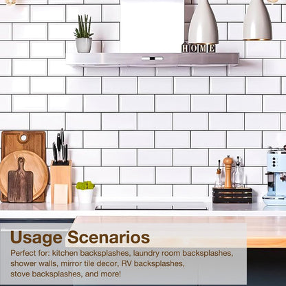 Havenly Peel and Stick Backsplash Tile for Kitchen & Bathroom Walls (White, 10 Tiles - 9.7 sq. ft. (0.9 m²))