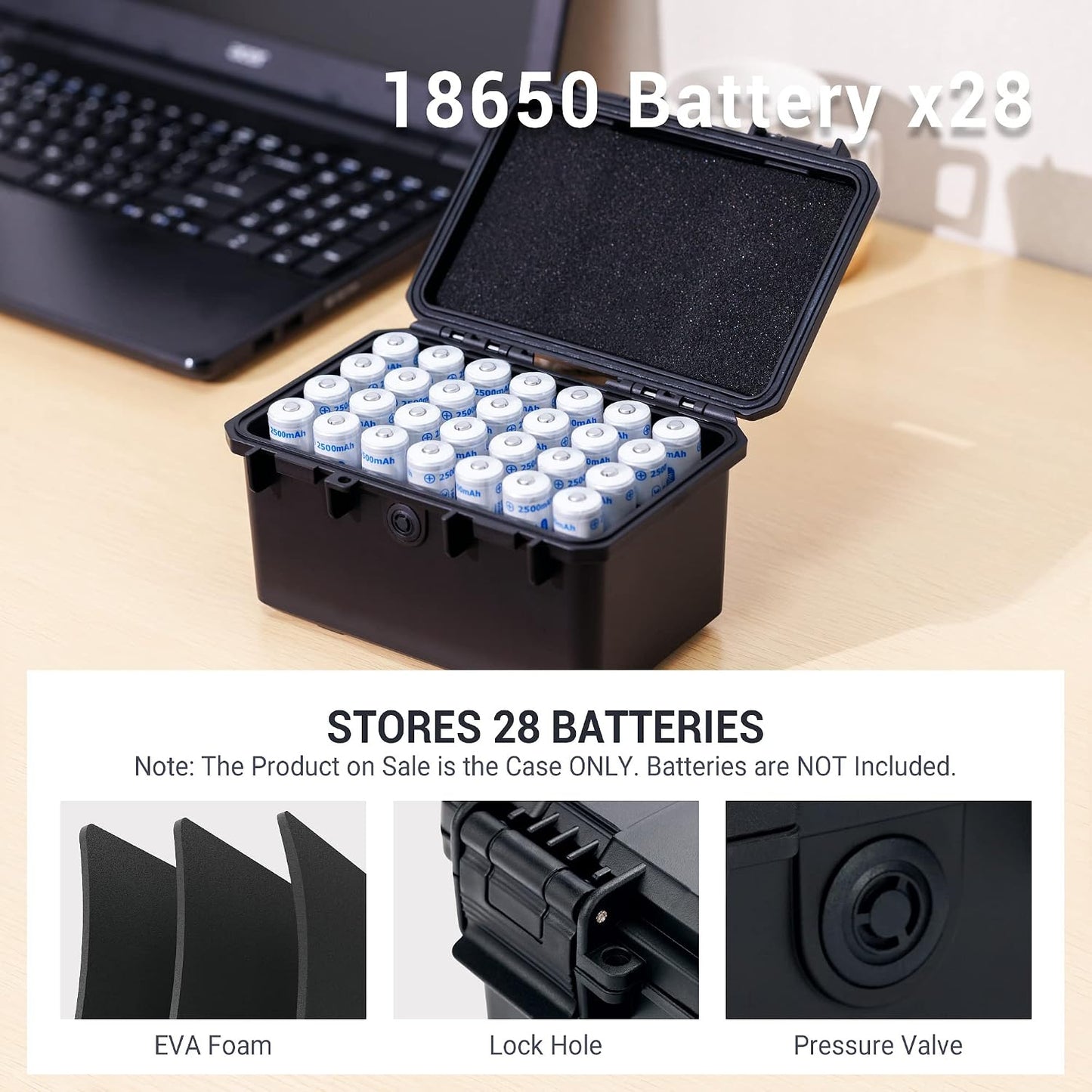 24 Slots CR2 CR123 CR123A Lithium Battery Organizer Case, IP67 Waterproof Hard Case for CR17345/CR16340/CR18350/CR15270(CR2) Explosionproof Batteries Storage Holder for Household Outdoor Camping