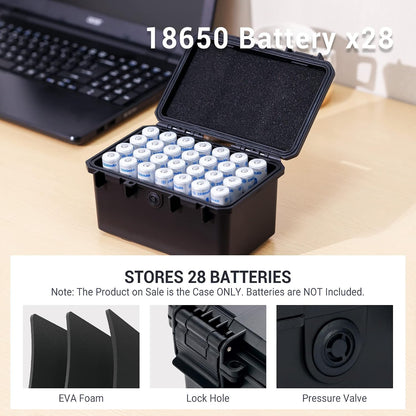 24 Slots CR2 CR123 CR123A Lithium Battery Organizer Case, IP67 Waterproof Hard Case for CR17345/CR16340/CR18350/CR15270(CR2) Explosionproof Batteries Storage Holder for Household Outdoor Camping