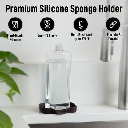 Zulay Kitchen (9x3.5in) Sponge Holder for Kitchen Sink - Flexible Heavy-Duty Multipurpose Sink Caddy - Counter Organizer for Kitchen, Bathroom, Makeup, Trinkets & More! (Grey)