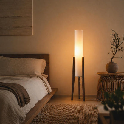 MIXL-Farmhouse Style Bamboo Floor Lamp,Large Wicker Indoor Floor Light,Boho Standing Light Plug in,Modern Minimalist Standing Lamp for Living Room Bedroom