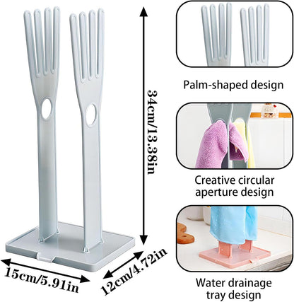 2 PCS Kitchen Glove Holder Kitchen Glove Stand Holder Rubber Glover Drying Dryer Rack Reusable Rubber Mitten Clothes Drying Rack for Dish Gloves and Rags, Pink and Blue