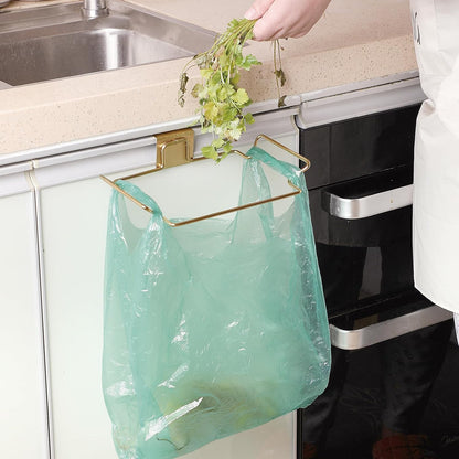 Large Stainless Steel Trash Bag Holder for Kitchen Cabinets Doors and Cupboards, Black