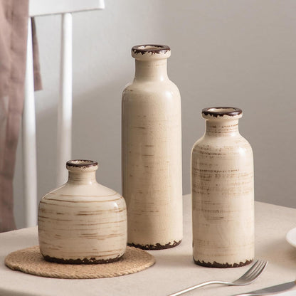 Bud Vase - Flower Vase Set - Decorative Vases - Ceramic Small Vase Set of 3 for Centerpieces - Ice Creak for Decor - Modern Decoration Vases for Home Farmhouse Table Office, Mini Vase by Lyeec