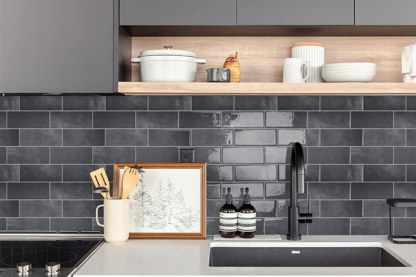 STICKGOO 10 Sheets Subway Tile Peel and Stick Backsplash, Extra Thick 3D Wall Tiles with Commercial-Grade Adhesive for Kitchen, Bathroom, Laundry Room,11.56"x8.38"(White)