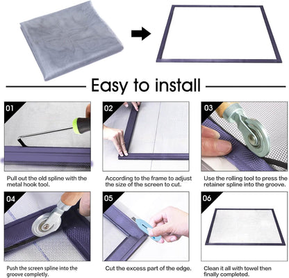 TOOLTRIZ Windows Screen and Screen Door Replacement, 48"x118" Durable Fiberglass Screen Mesh - Screen & Sliding Screen Door Repair for Patio & Window