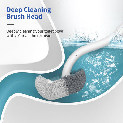 Marbarsse Bathroom Toilet Bowl Brush and Holder, Curved Design Toilet Brush for Deep Cleaning Under Rim, Best Toilet Brush Set, Easy Handy CompactToilet BowlCleaner Brush for Bathroom, 1 Pack