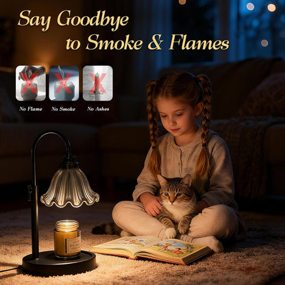 Candle Warmer Lamp with Adjustable Height - Flameless 4-Level Dimmable Wax Warmer, Timer Function & Stylish Design in Multiple Colors (Green)