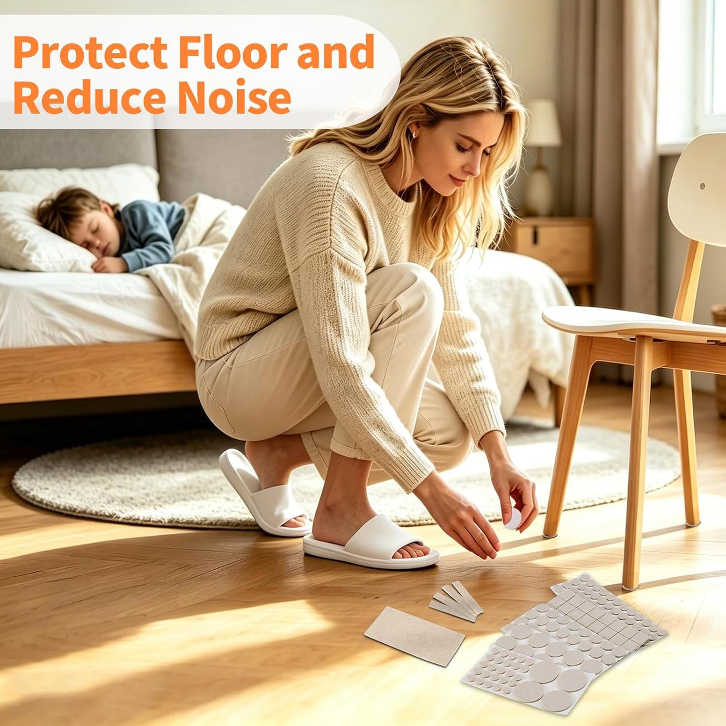 Felt Furniture Pads 300 Pieces, Furniture Pads for Hardwood Floors, Felt Pads for Chair Legs Furniture, Floor Protectors for Furniture Black