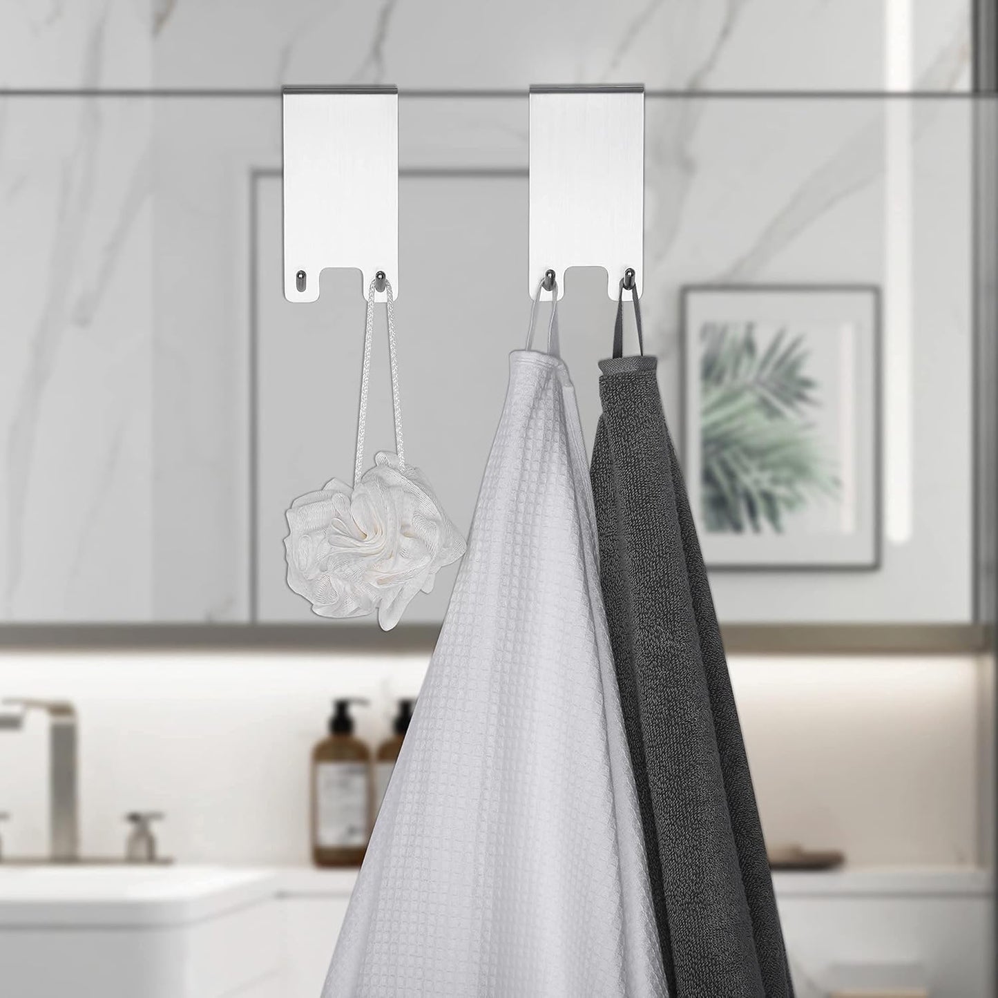Taozun Shower Door Hooks, Gold Towel Hooks for Bathroom Frameless Glass Door, Shower Squeegee Hooks, 2-Pack, Stainless Steel