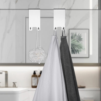Taozun Shower Door Hooks, Gold Towel Hooks for Bathroom Frameless Glass Door, Shower Squeegee Hooks, 2-Pack, Stainless Steel