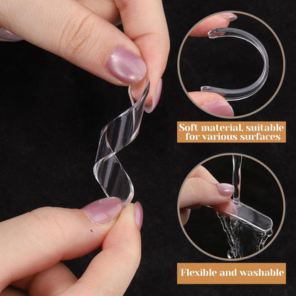24PCS Clear Door Wall Bumpers Strips, Clear Silicone Protector Strips, Self Adhesive Cabinet Door Bumpers, Transparent Sound Dampening Buffer Pads for Drawers, Table Tops, Toilet Covers,Table Corners