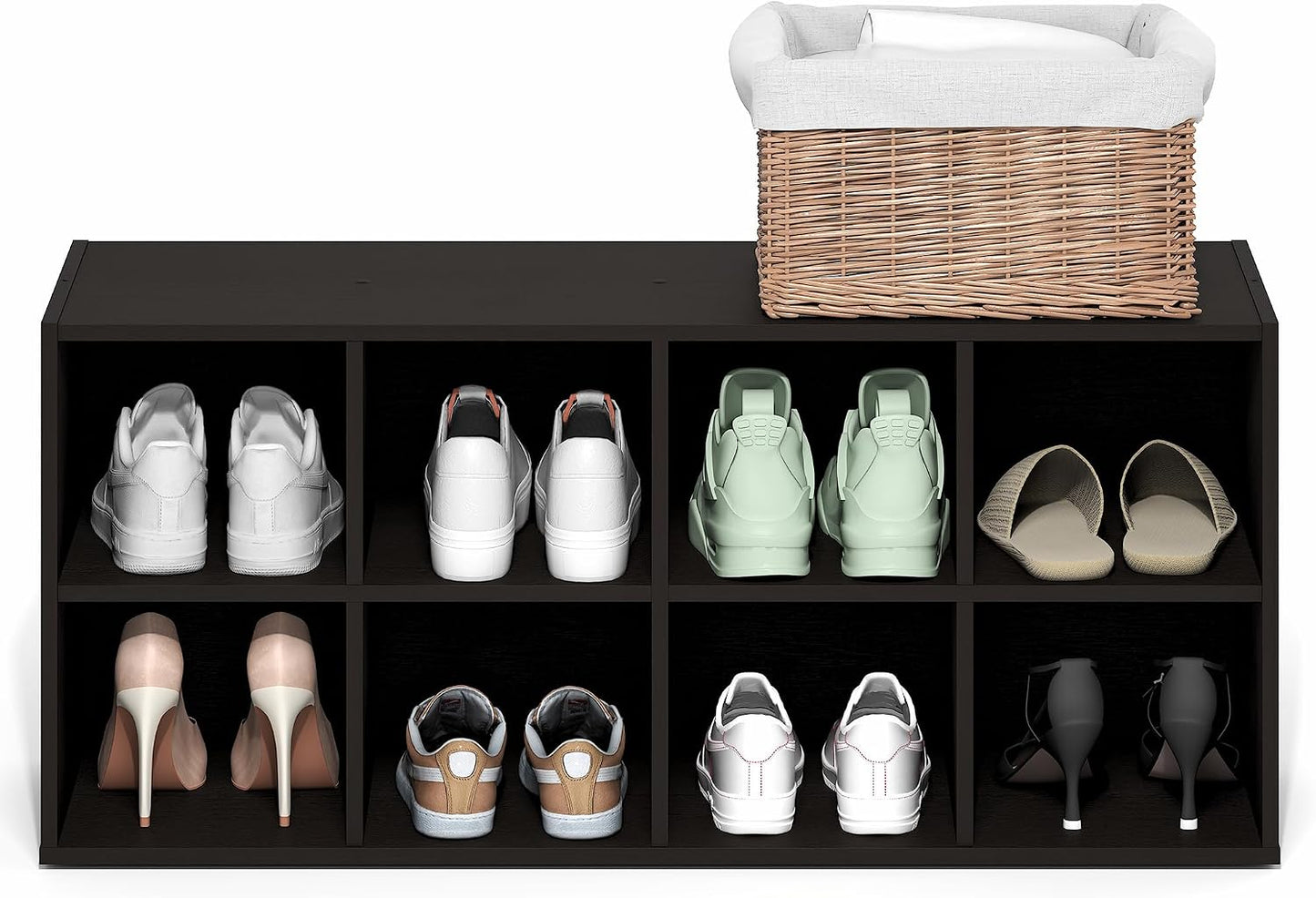 Furinno FANO Shoe Rack, 24-Inch Width 2-Tier Shoe Organizer, Stackable Shoes Storage, 11.7 x 24.2 x 11.7, for Closet Entryway, Office, Garage, Amber Pine