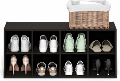 Furinno FANO Shoe Rack, 24-Inch Width 2-Tier Shoe Organizer, Stackable Shoes Storage, 11.7 x 24.2 x 11.7, for Closet Entryway, Office, Garage, Amber Pine