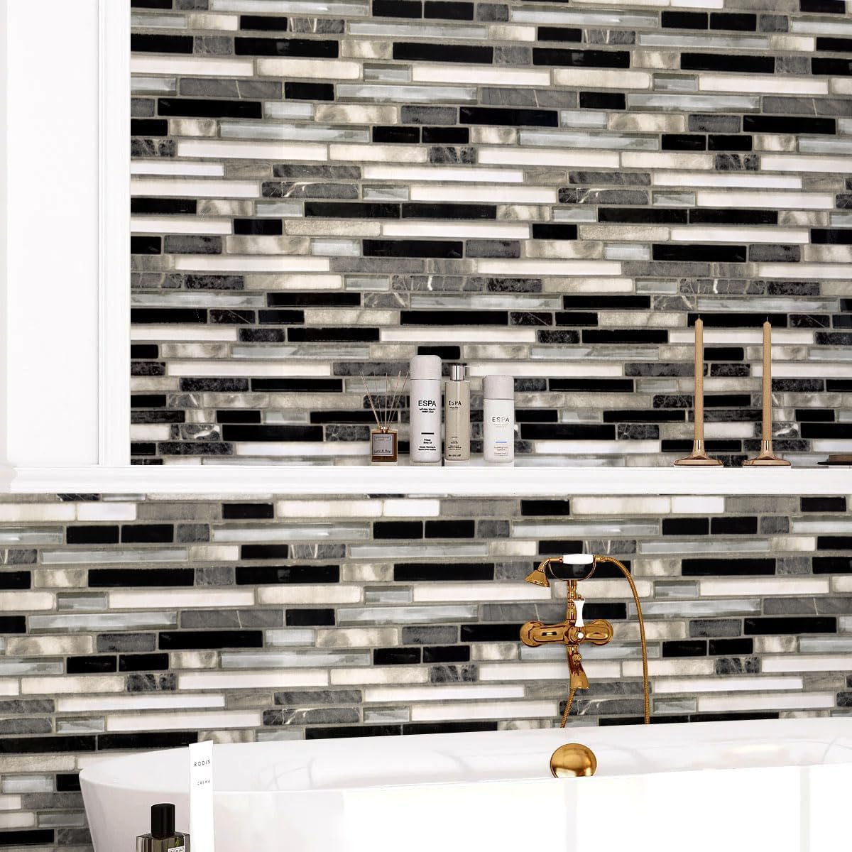 Livebor Peel and Stick Backsplash Wallpaper Kitchen Backsplash Wallpaper 11.8inch x 118.1inch Tile Contact Paper Kitchen Peel and Stick Countertops Waterproof Contact Paper for Bathroom Tile Vinyl