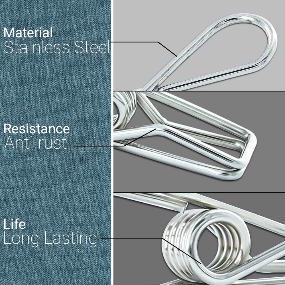 40 Pack Stainless Steel Small Clothes Pins Durable Clothes Pegs Multi-Purpose Metal Wire Utility Clips for Laundry Home Kitchen Outdoor Travel Office