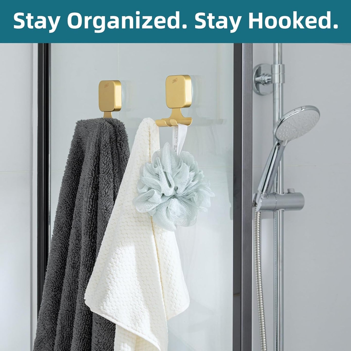 TAILI Suction Cup Razor Holder in Shower 2 Pack, Towel, Loofah, Shaver Holder for Bathroom Wall, Powerful Suction Cup Shower Hooks, Easy to Install and Reuse, White