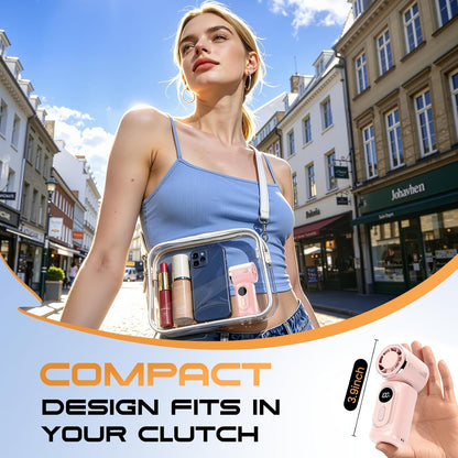 Portable Clip-On Mini Fan 180° Rotating 3000mAh 5-speed | Handheld Mini Fan with LED Display, 14500 RPM Rechargeable Stroller Fan for Travel, Camping, Game day & Office