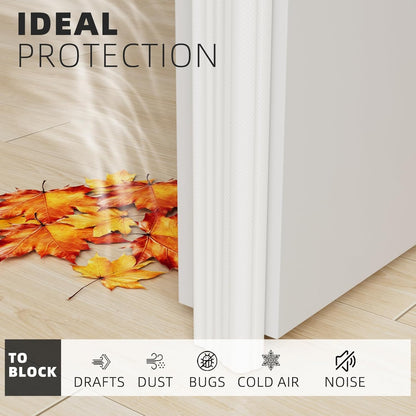 118 Inch Wedge-Shape Weather Stripping Door Seal,Windows and Doors Insulation for Winter,Self Adhesive Insulation Tape for Exterior Front Door,Noise Cancelling,Draft Seal Blocker,White