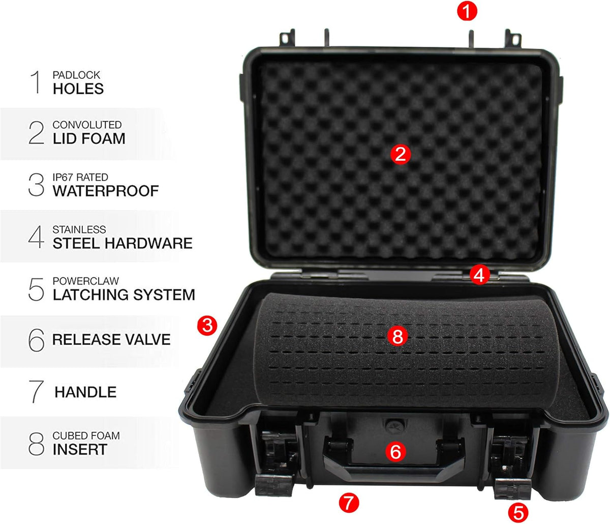 8" Small Hard Case with Pluck Foam Insert, 8.6 x 4.9 x 1.9 Inch - Protective Waterproof Plastic Tiny Box for Storage Medical item, Micro Tools - Lockable, Portable for Travel