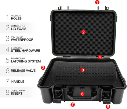 8" Small Hard Case with Pluck Foam Insert, 8.6 x 4.9 x 1.9 Inch - Protective Waterproof Plastic Tiny Box for Storage Medical item, Micro Tools - Lockable, Portable for Travel