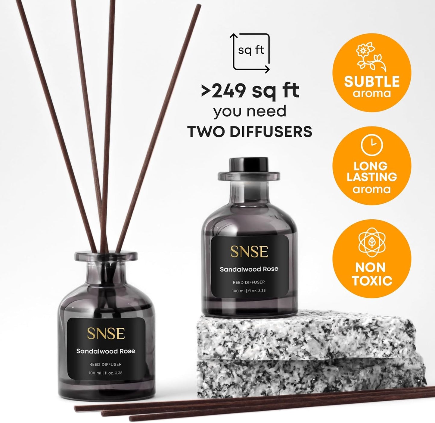 SNSE Clean Linen Reed Diffuser Set | 3.38 oz Scent Fragrance Oil Diffuser for Bedroom, Bathroom, Home Décor and Gift, Decorative Air Fresheners with Sticks