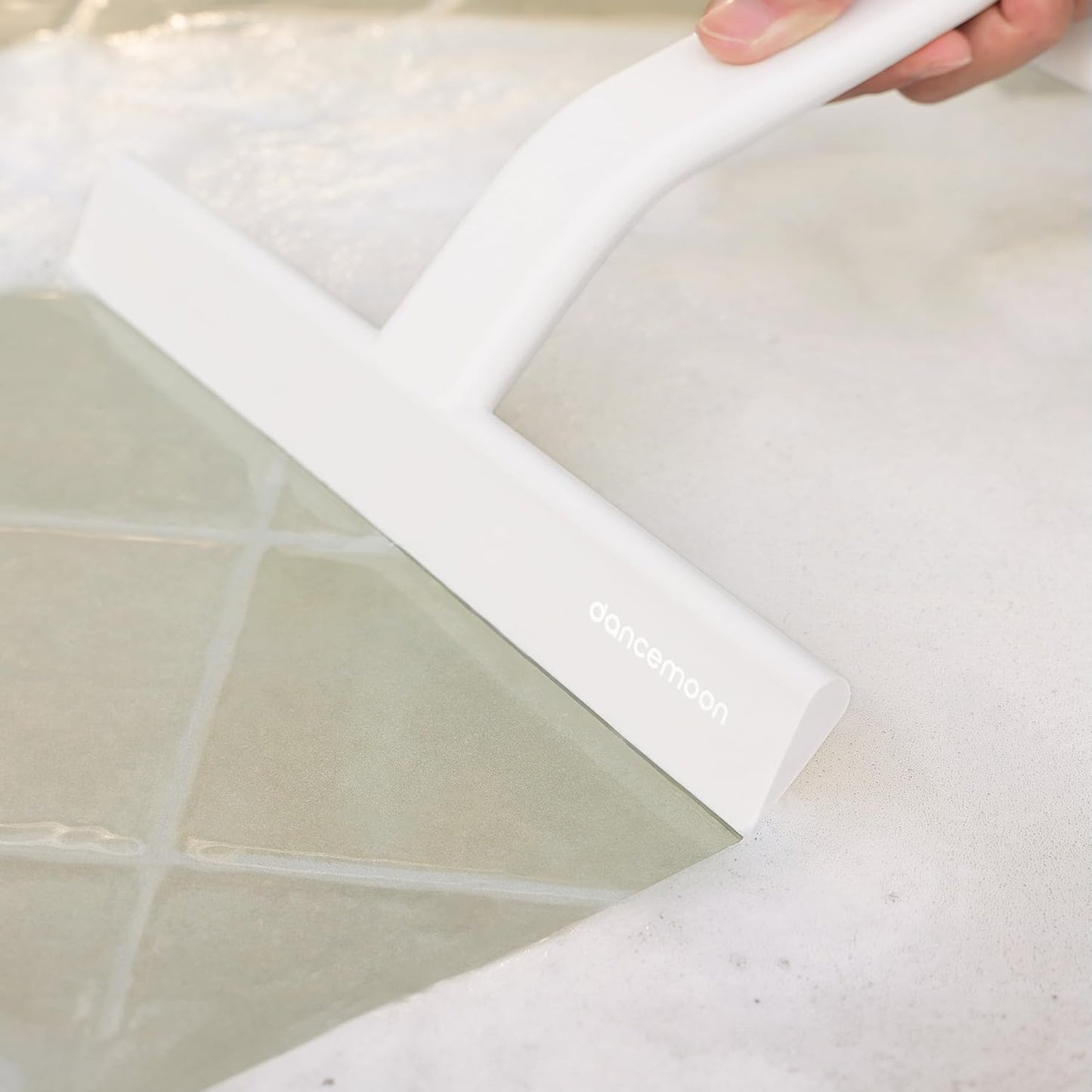 dancemoon JustHang Shower Squeegee for Glass Doors, All-in-One Award-Winning Silicone Squeegee with Built-in Hook for Bathroom, Window, Mirror, Tile Wall, Car, Streak-Free Cleaner Tool, 10-Inch Black