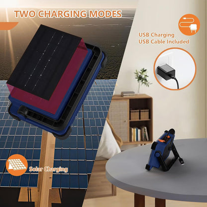 120W Solar Rechargeable Work Light, 144 LED 10000LM Portable Flood Light with Stand, IP66 Waterproof 4 Modes LED Job Site Lighting Flashlights for Mechanic Camping Fishing Car Repair