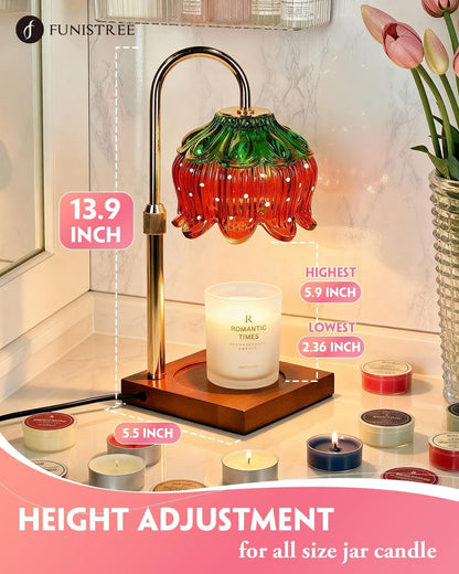 Funistree Flower Candle Warmer Lamp with Timer & Dimmer, Adjustable Height Candle Warmer, Christmas Birthday Gifts for Women Mom, House Warming New Home Decor, Wax Warmer with 2 Bulbs for Jar Candles