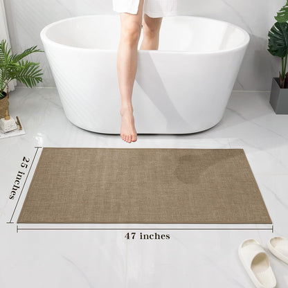 chakme Bathroom Rugs Mat 24x17, Ultra Thin Non Slip Bath Mat Small Quick Dry Absorbent Bath Mat for Bathroom Floor, (Dark Beige, 24"x17")