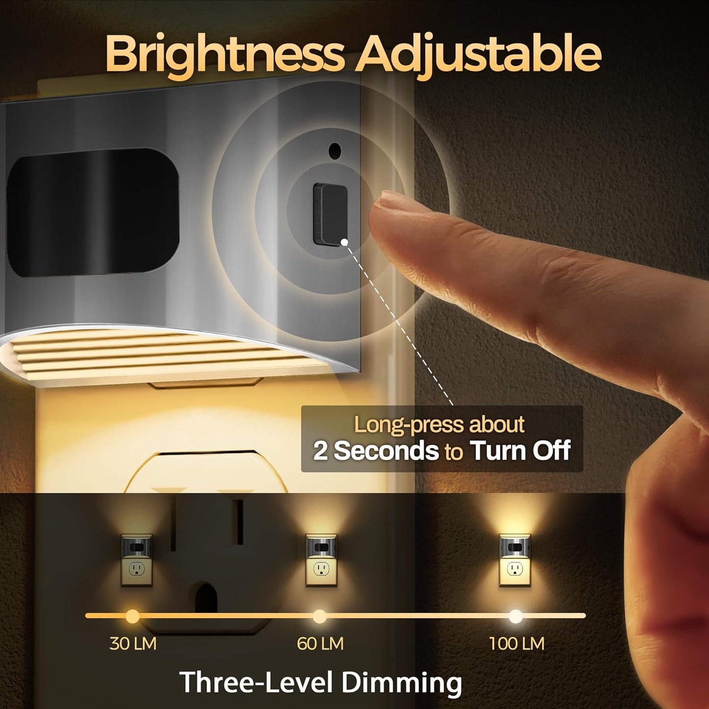 DORESshop LED Night Light[2 Pack], Night Lights Plug into Wall, 3 Mode Plug in Night Light with Motion Sensor, Dusk to Dawn Sensor, Nightlights for Adults, Bedroom, Bathroom, Hallway