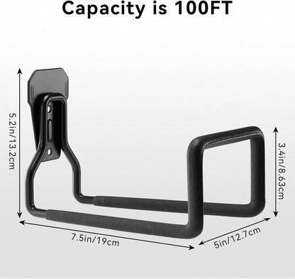 Metal Garden Hose Holder, Heavy Duty Wall Mount Hose Hanger for 150 FT | Rust-Resistant Wall Mount Hose Holder for Garden, Water & Expandable Hoses, Garage, Patio, Yard, Shed & Outdoor Storage