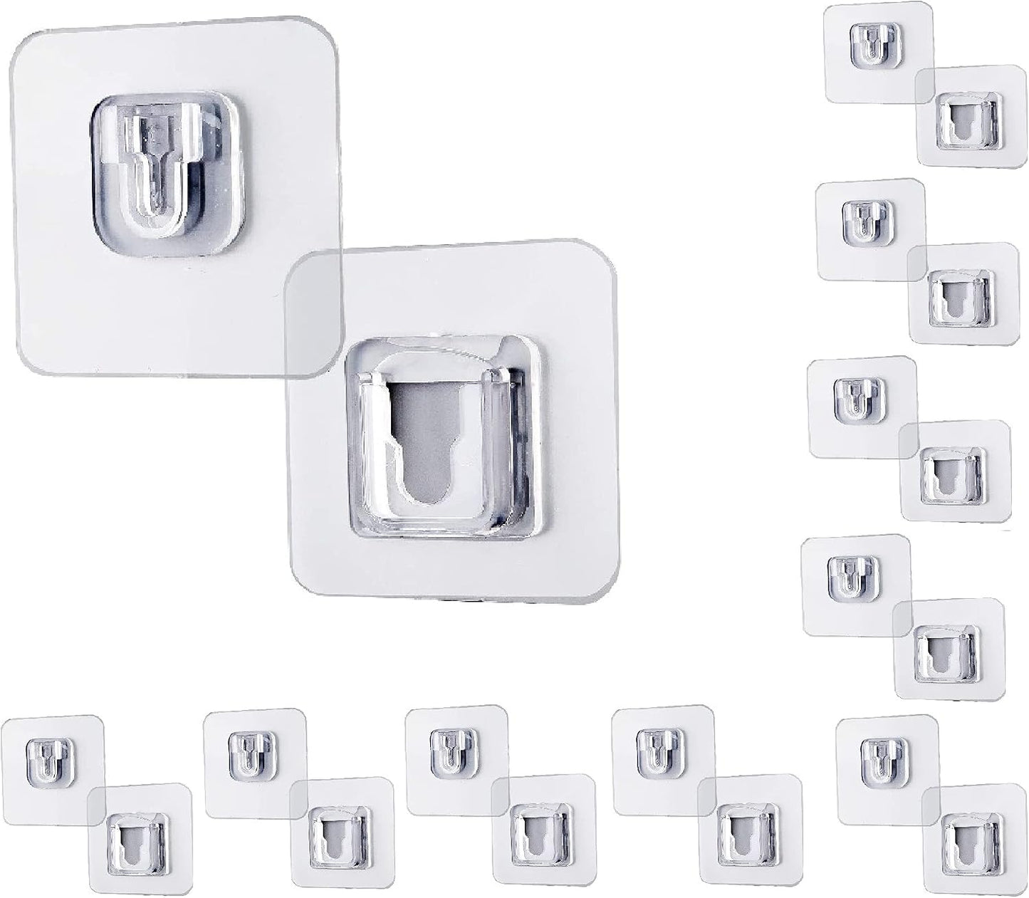 6 Pairs New Double Sided Adhesive Wall Hooks Utility Hooks,13.2lb(Max) Self Adhesive Hooks,Wall Hooks for Hanging Heavy Duty, Waterproof and Oil-Proof, More Space (Available for Curved surface)