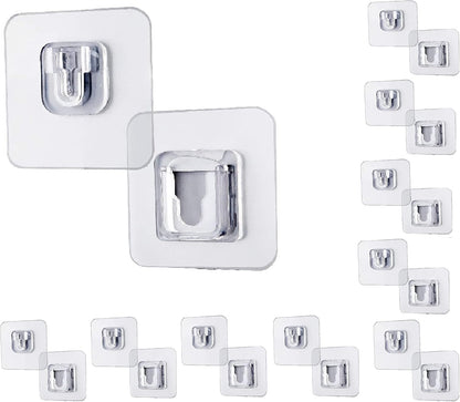 6 Pairs New Double Sided Adhesive Wall Hooks Utility Hooks,13.2lb(Max) Self Adhesive Hooks,Wall Hooks for Hanging Heavy Duty, Waterproof and Oil-Proof, More Space (Available for Curved surface)