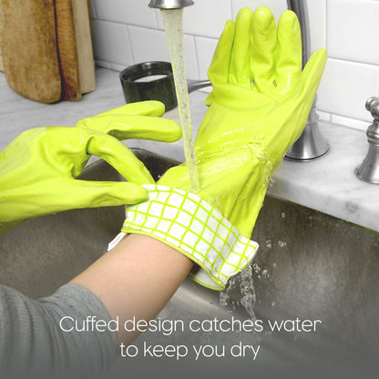 Full Circle Splash Patrol Natural Latex Cleaning Gloves Large - Eco-Friendly, Durable, Kitchen, Bathroom, Household Cleaning - Gray