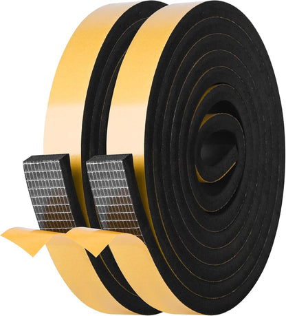 Kikerike Self Adhesive Foam Tape Weatherstrip 1/2In x 1/4In x 16.5Ft High Density Foam Insulation Strips Seal Weather Stripping with Strong Adhesive for Door and Window Sound Isolation Soundproofing