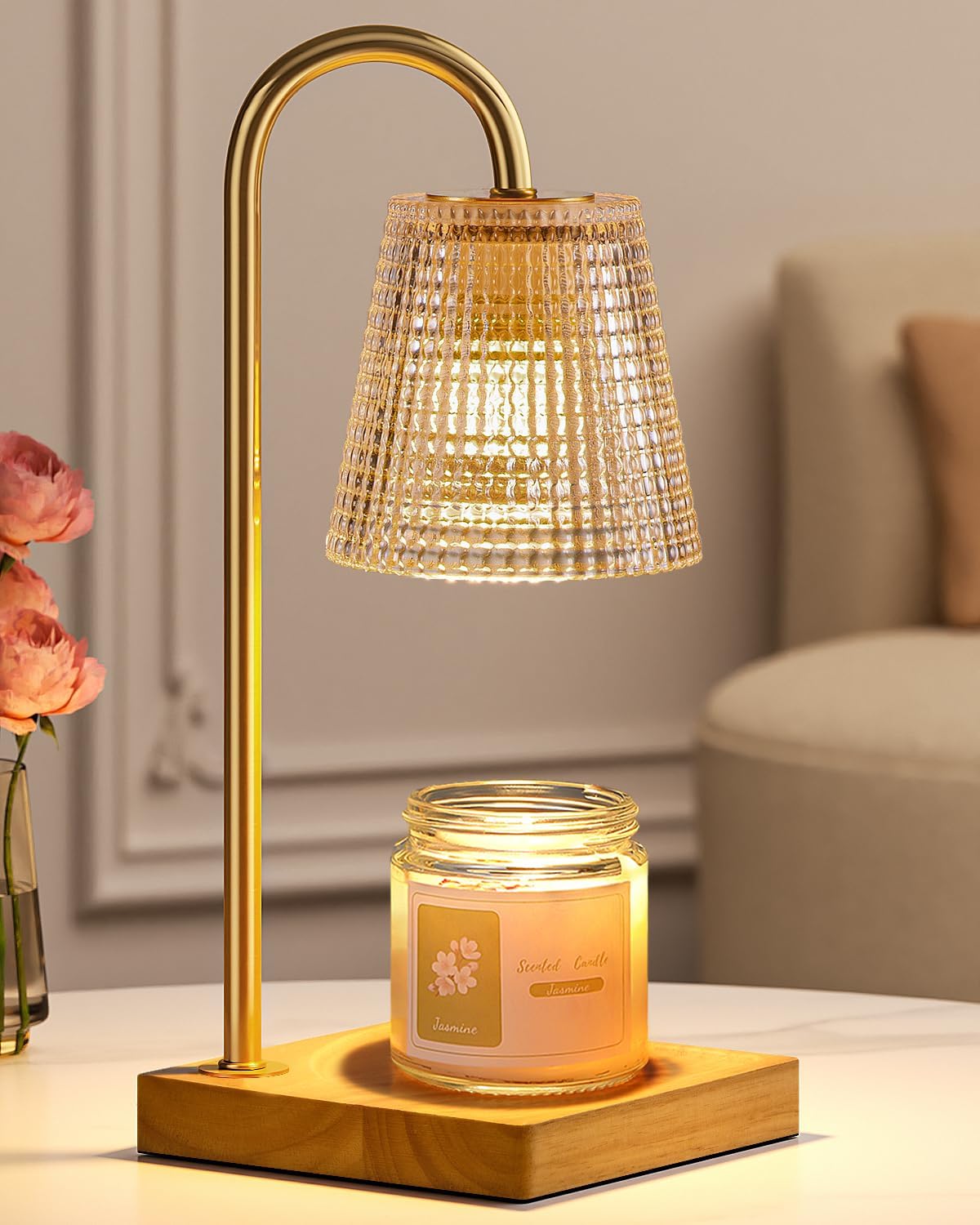 Hong-in Candle Warmer Lamp with Timer-Dimmable Adjustable Height Candle Lamp Warmer, Birthday Gifts for Women Mom Her, Housewarming Office Home Decor,Wax Warmer for Scented Wax Jar Candles