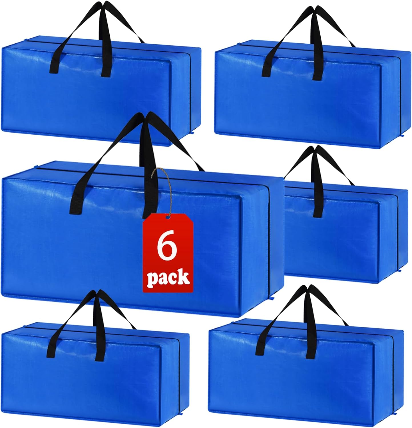 Heavy Duty Extra Large Blue Moving Bags with Strong Zipper Backpack Handles | 4 Pack Clothes Storage Bags Totes Space Saving Moving Boxes Bins Packing Bags for College Dorm Compatible with Ikea Frakta