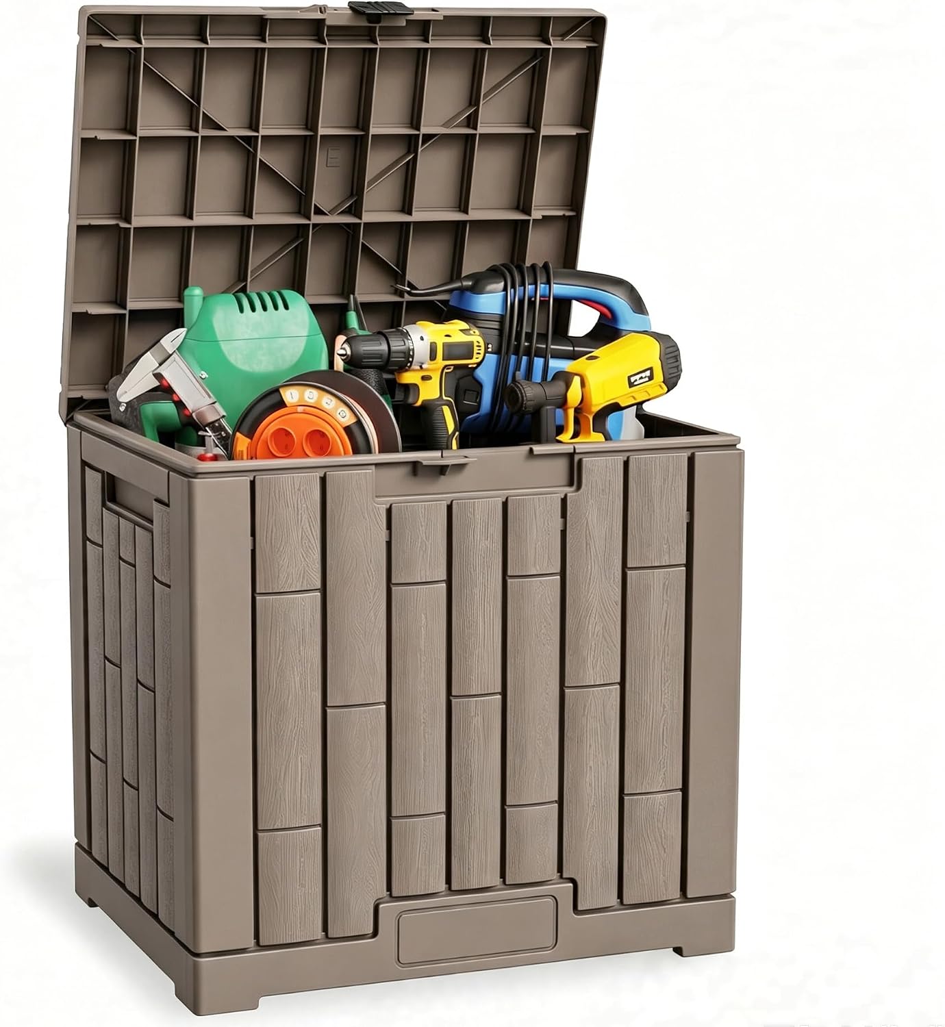 LAUSAINT HOME 320 Gallon Resin Deck Box, Package Delivery Box with Lockable Lid, Waterproof Outdoor Storage Box For Garden Tools, Patio Cushions(320 Gallon,Black)