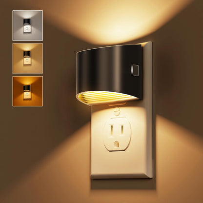 L LOHAS LED Night Lights Plug into Wall 2 Pack, Dusk to Dawn Sensor Nightlight, Brightness Adjustable, 3000K Soft White