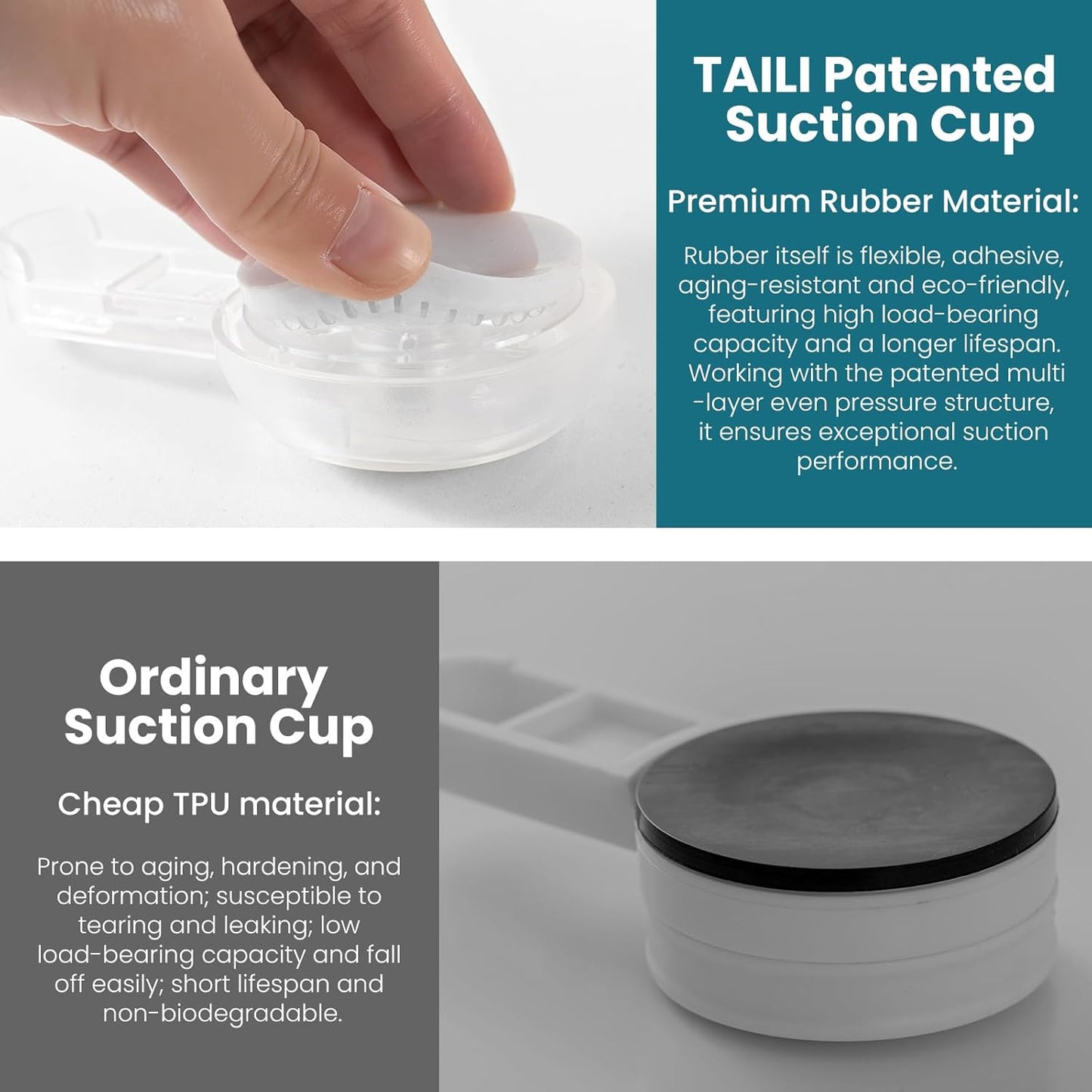 TAILI Suction Cup Razor Holder in Shower 2 Pack, Towel, Loofah, Shaver Holder for Bathroom Wall, Powerful Suction Cup Shower Hooks, Easy to Install and Reuse, White