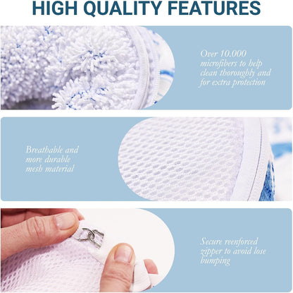 Shoe Washing Machine Bags (2-Pack) – Laundry Bag for Sneakers, Protect Shoes & Washer, Durable Thick Chenille, Reinforced Zipper, Includes Sneaker Brush – Bluehome