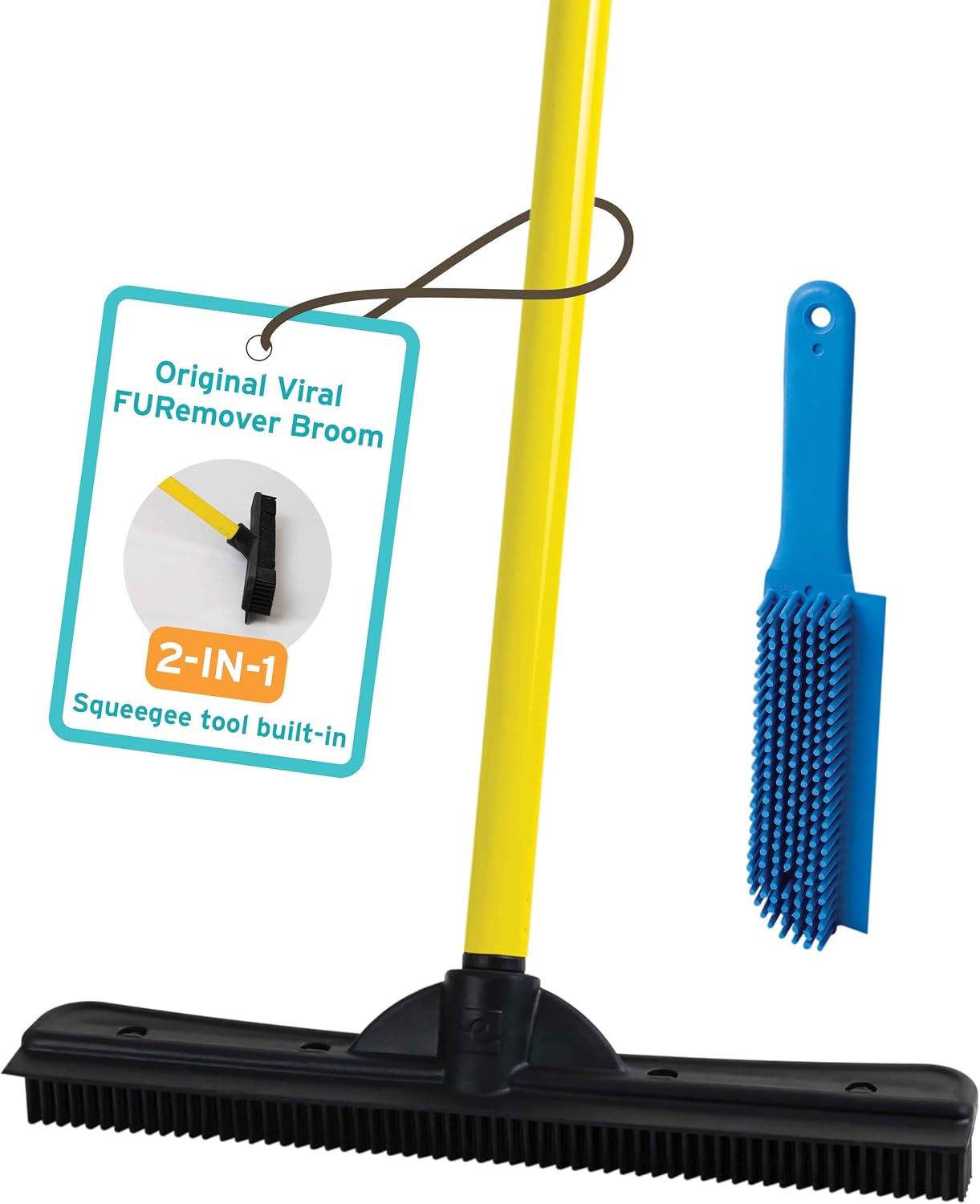 FURemover Pet Hair Removal Rubber Broom, 18" Broom Head