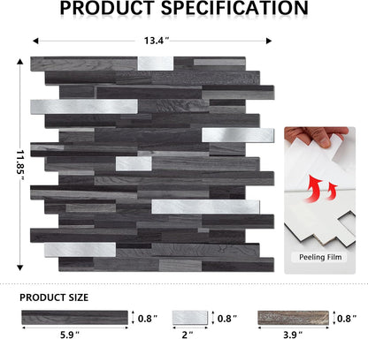Midcard 10 Sheets Peel and Stick Backsplash PVC Wall Tile,for Kitchen Backsplash