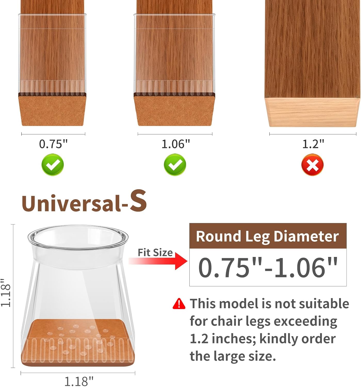 Chair Leg Floor Protectors, 24 Pack Silicone Furniture Pads for Hardwood Floors, Anti-Scratch Furniture Sliders Felt Pads, Noise-Reducing Chair Feet Covers, Table Legs Fit Sizes to(1.3" to 1.97")